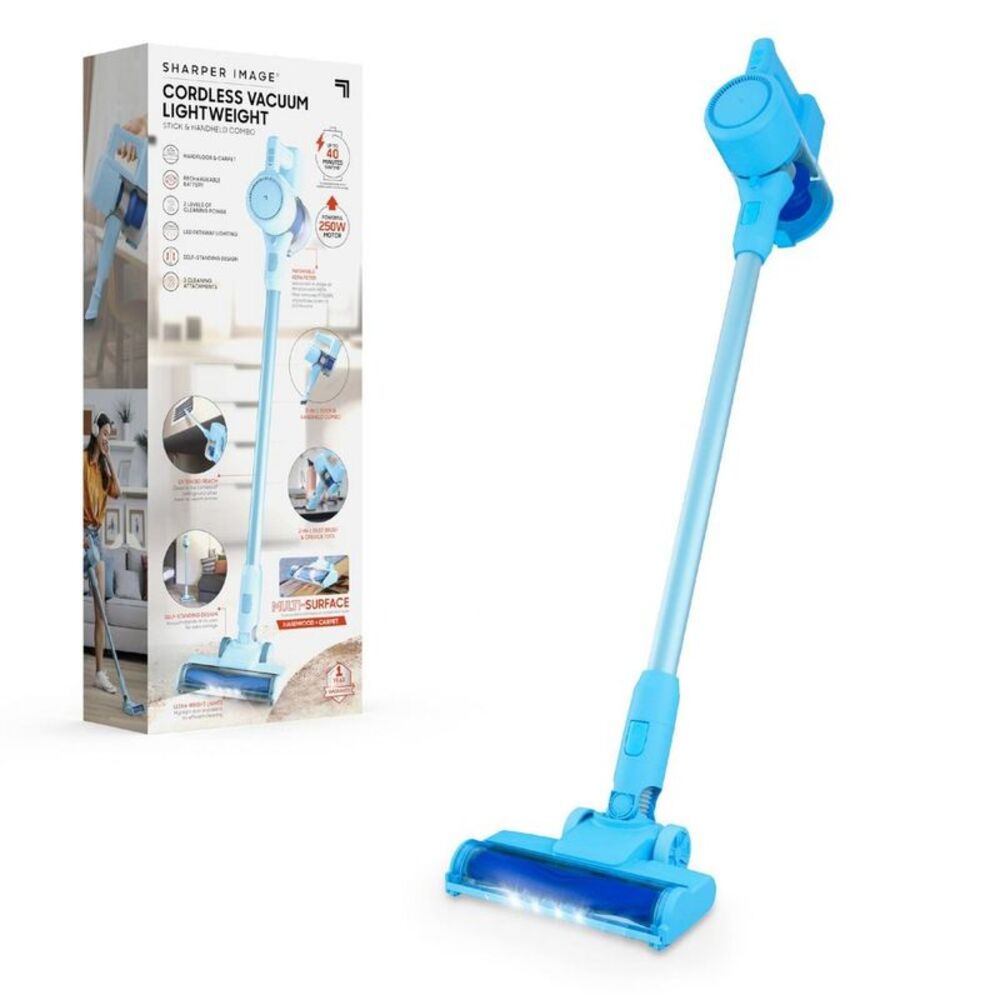 Sharper Image 2-in-1 Brushed Motor Cordless Stick and Handheld Vacuum Blue